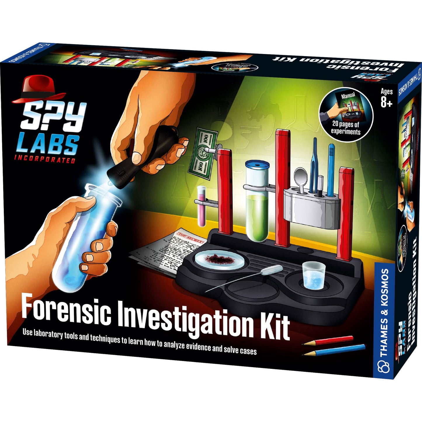 Thames & Kosmos Spy Labs Forensic Investigation Kit – Lab Setup to Collect & Analyze Evidence, Explore Detective Science for Kids