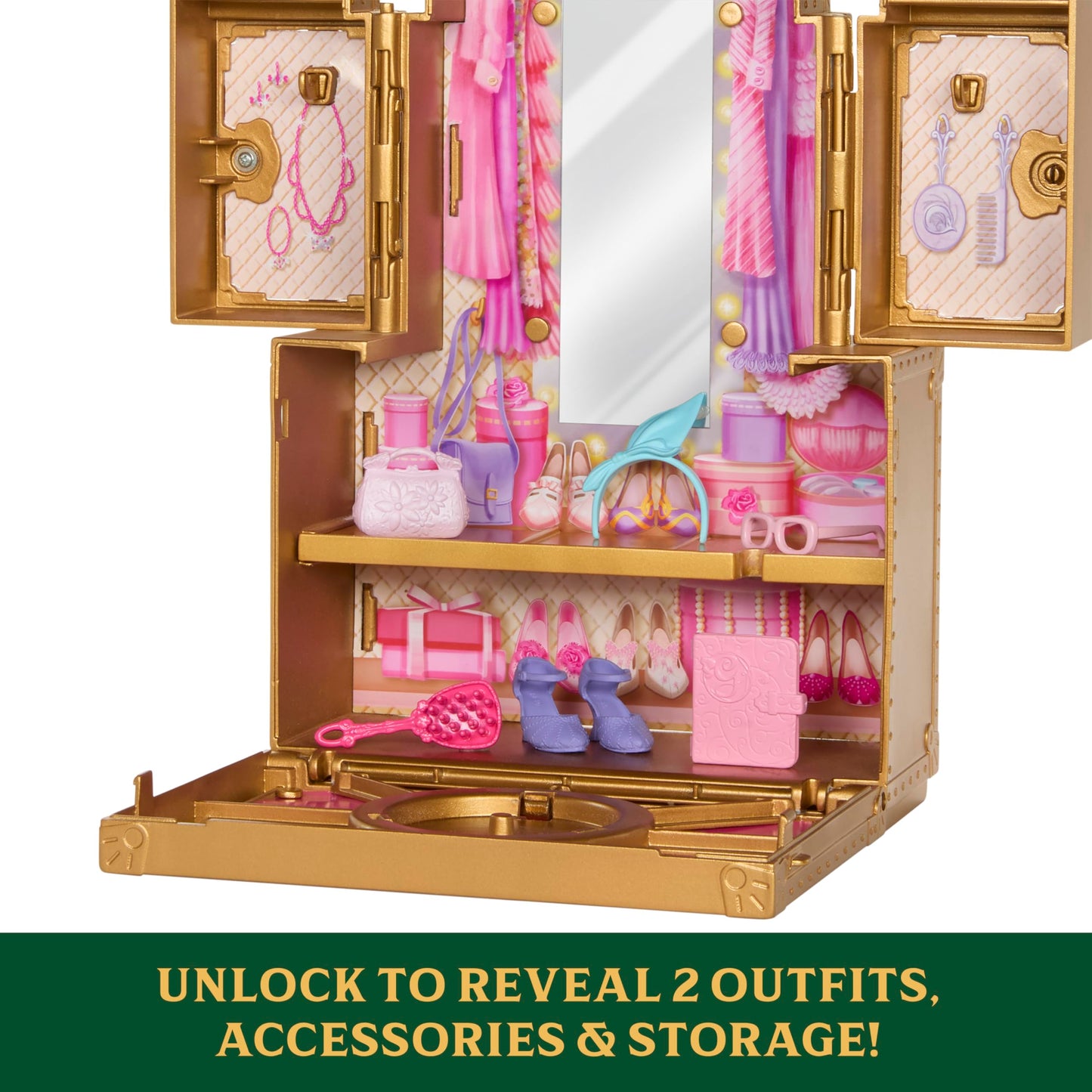 Mattel Universal Pictures’ Wicked Glinda’s Glamorous Closet with 2 Unique Looks, Surprises & 13 Accessories, Inspired by The Movie