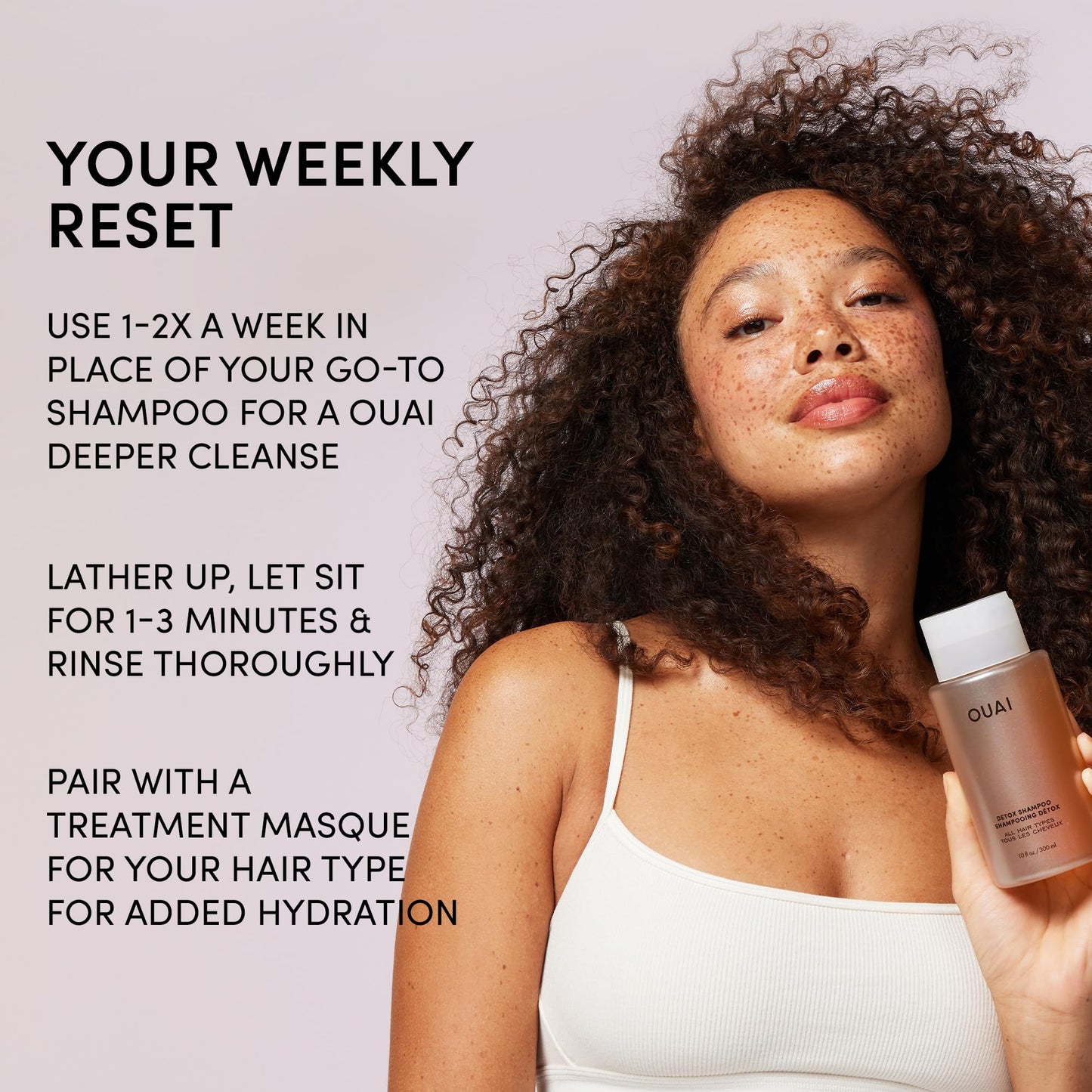 OUAI Detox Clarifying Shampoo with Apple Cider Vinegar & Keratin – Removes Buildup, Dirt, Oil & Hard Water Residue – Sulfate-Free, 10 oz