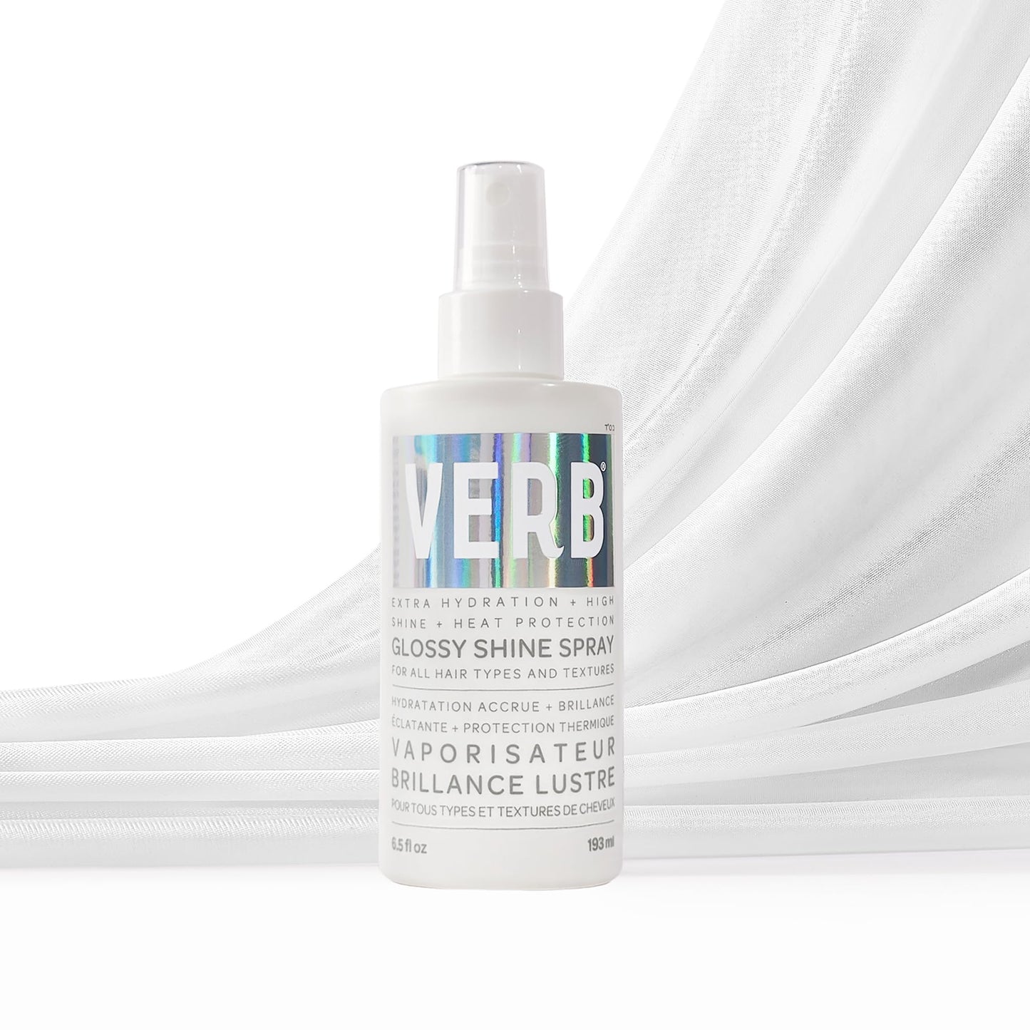 VERB Glossy Shine Spray with Heat Protection, 6.5 fl oz – Vegan, Paraben & Sulfate Free Hair Spray for All Hair Types, Adds Shine & Primes for Styling