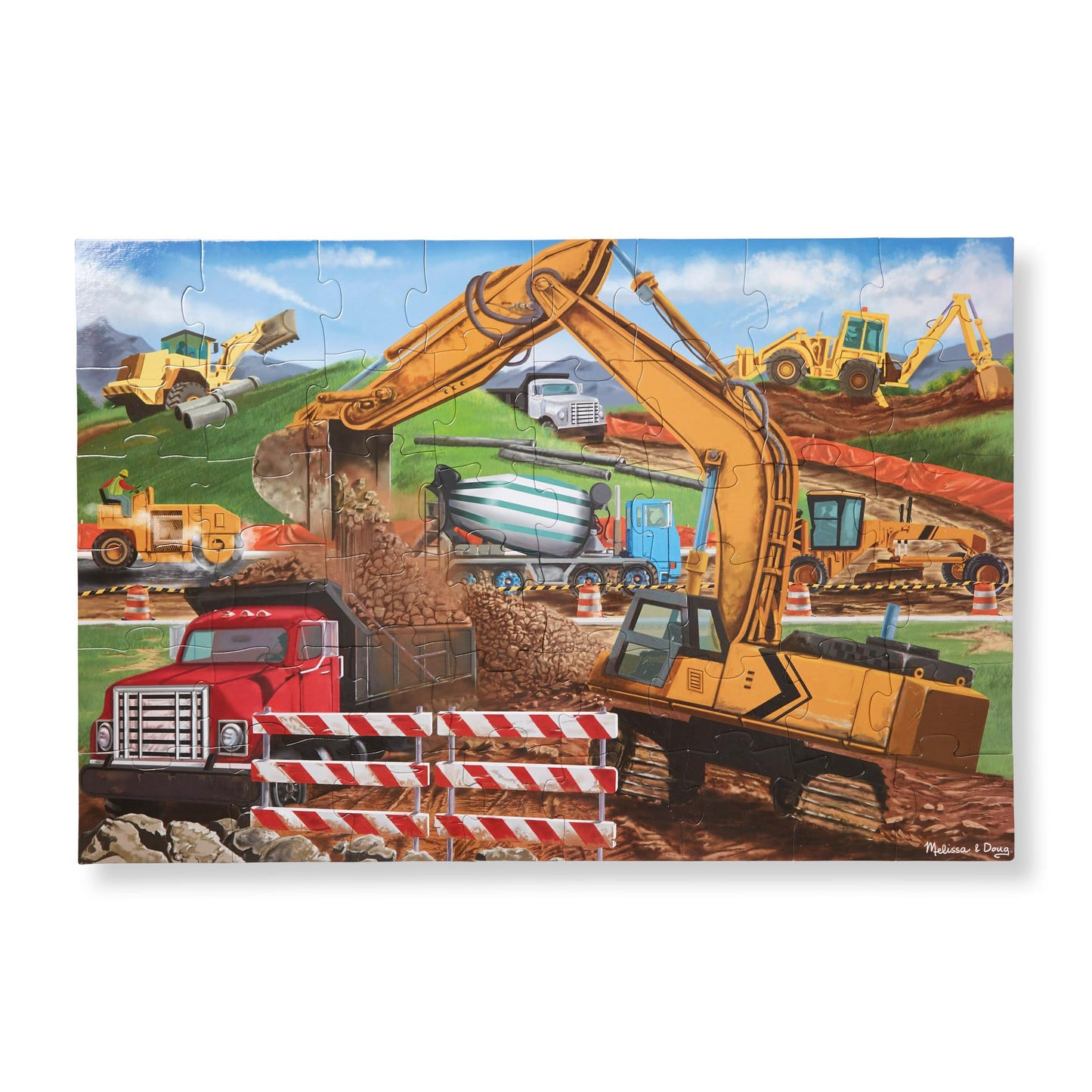 Melissa & Doug Building Site Floor Puzzle – 48-Piece Jumbo Jigsaw, Educational Screen-Free Activity for Toddlers & Kids 3+, 2x3 ft, FSC Certifie
