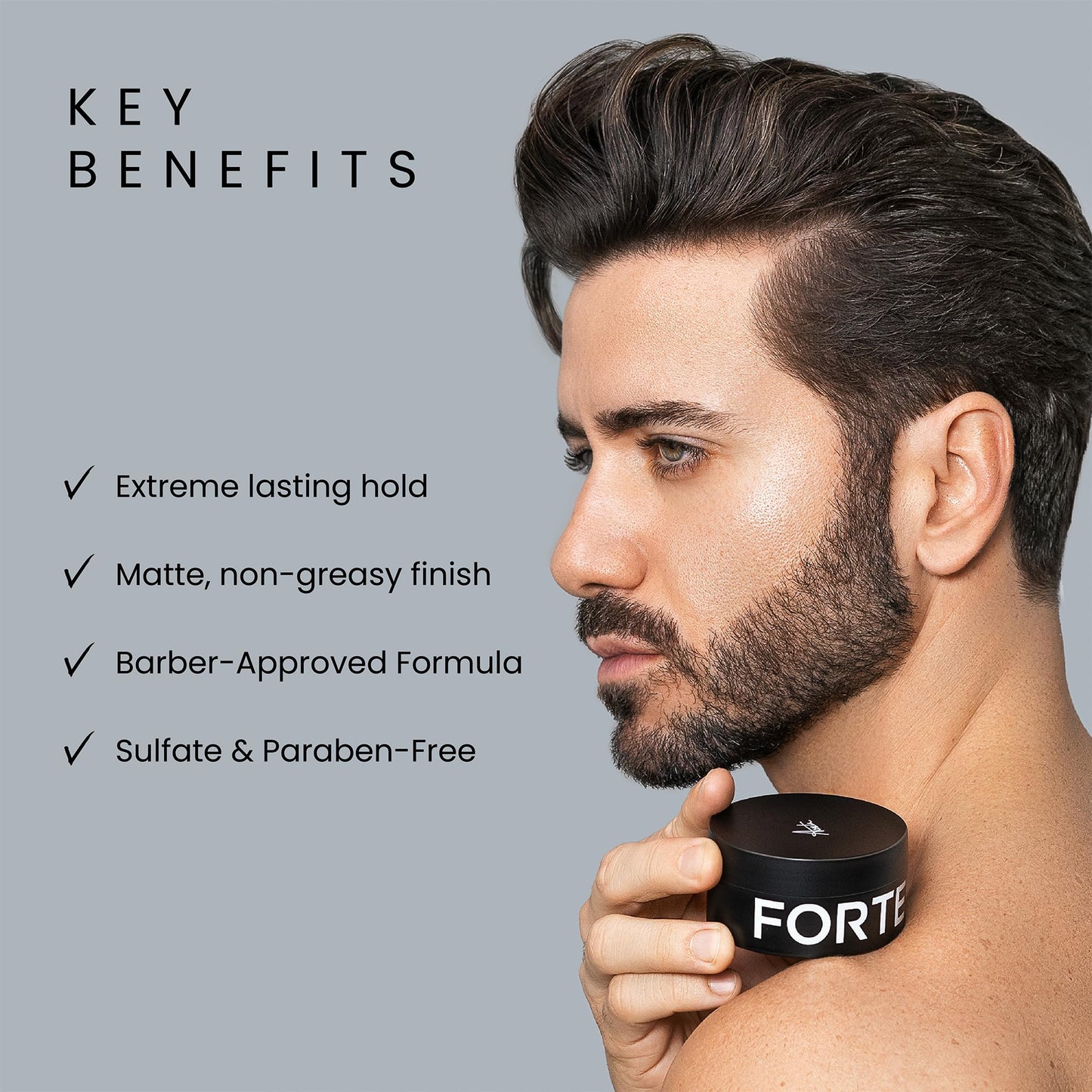 Forte Series Alex Costa Hair Clay for Men – Extreme Hold Matte Finish, Adds Texture, Volume & Definition, Natural Ingredients for Thick/Coarse Hair