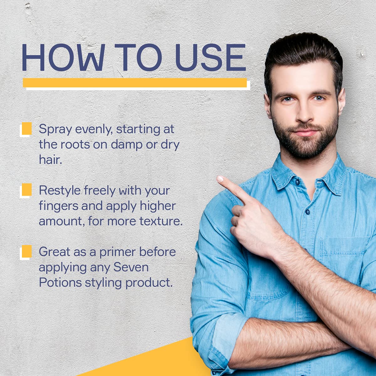 SEVEN POTIONS Salt Spray for Men – Volumizing Texture Spray for Beach Waves & Matte Finish – Quick-Dry, Non-Sticky, Vegan, Cruelty-Free, 6.8 fl oz