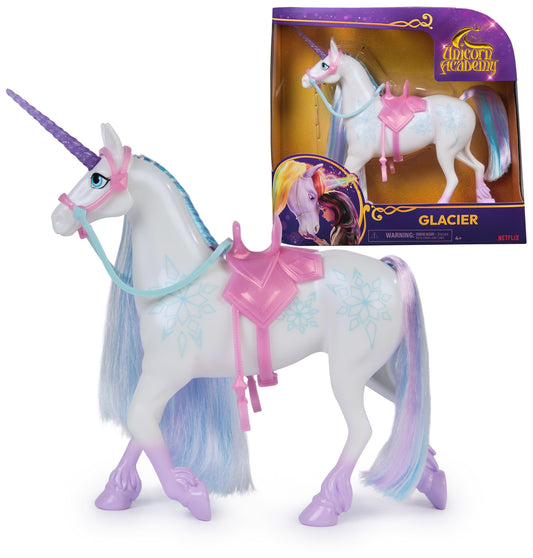 Unicorn Academy, Glacier with 2 Riding Accessories, 11”, Compatible with Layla, Dolls & Unicorn Toys for Girls Ages 4 and up