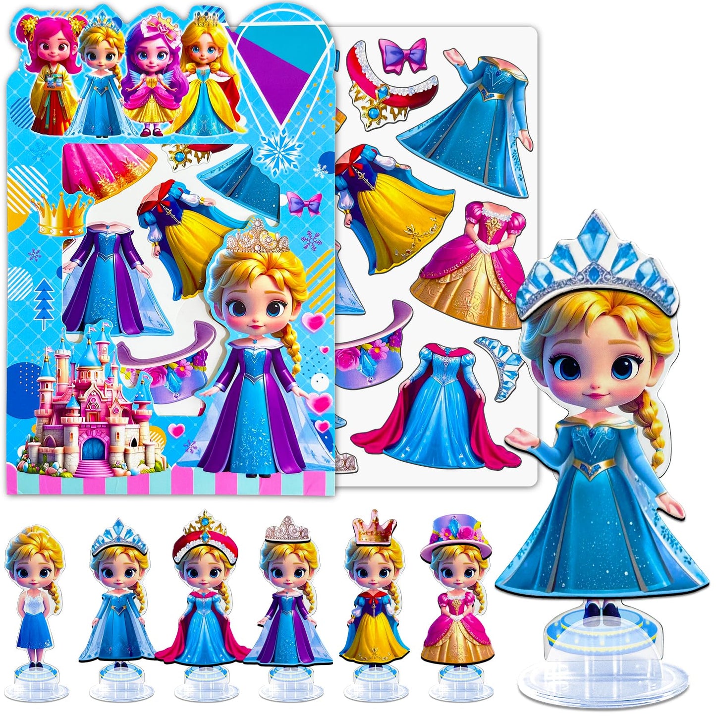 ZHOC Magnetic Dress Up Dolls for Girls – Princess Magnet Kit, Travel & Road Trip Activity Toy, Birthday Gift for Ages 3-8
