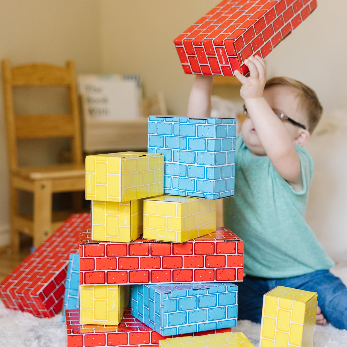Melissa & Doug Jumbo Extra-Thick Cardboard Building Blocks - 40 Blocks in 3 Sizes