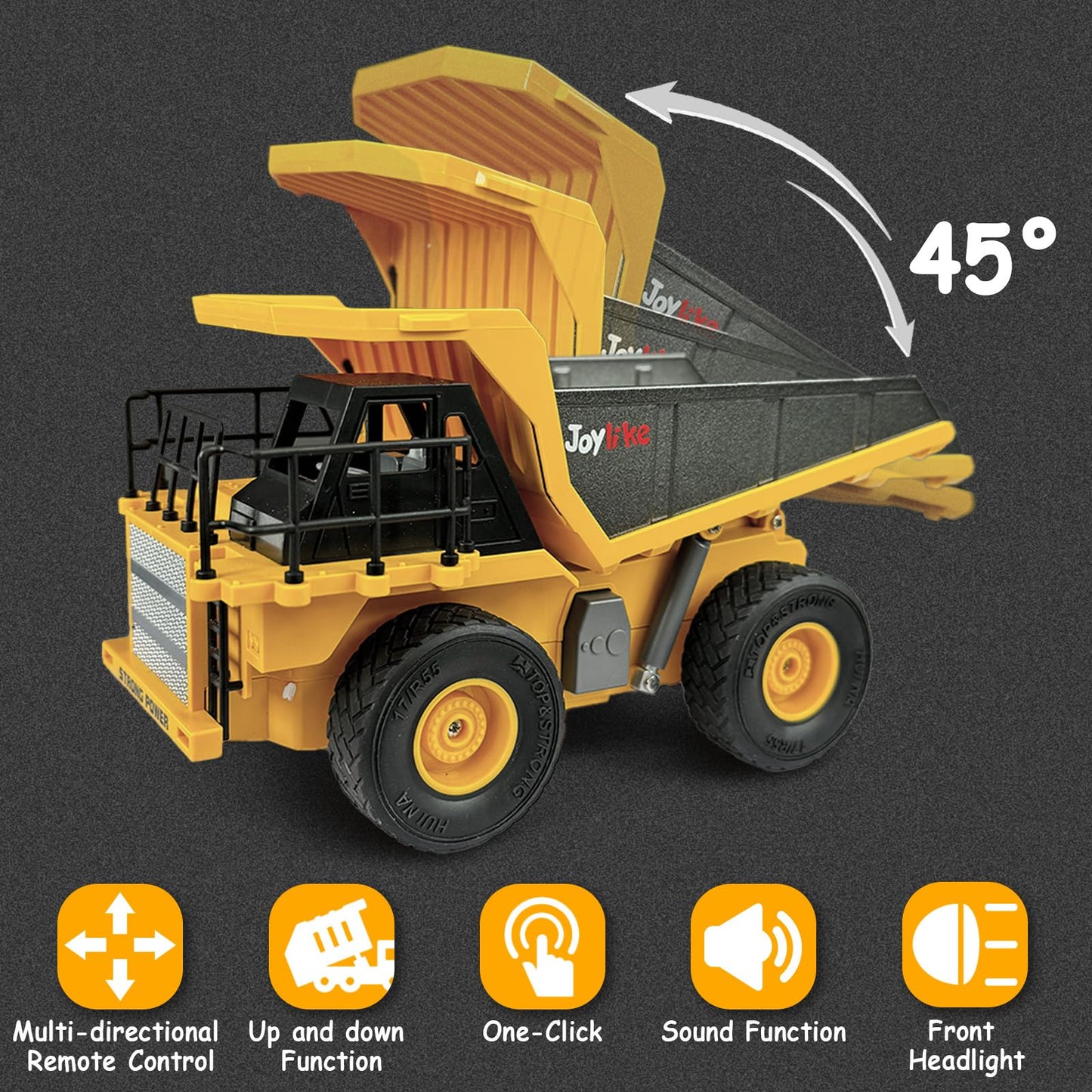 Joylike RC Excavator and Dump Truck Toy Set，2.4Ghz Metal Remote Control Construction Vehicle with Light&Sound, Best Christmas Toy for Boys 8+Year Old Kid