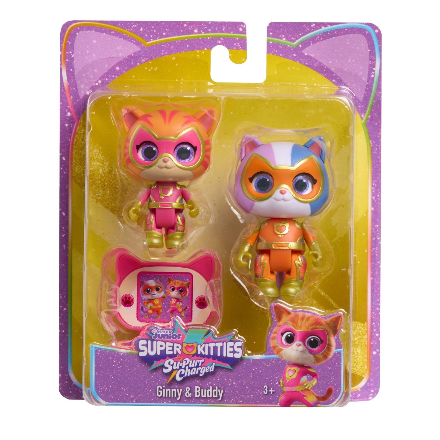 Just Play Disney Junior SuperKitties Su-Purr Charged Ginny and Buddy Figure Set, Kids Toys for Ages 3 Up