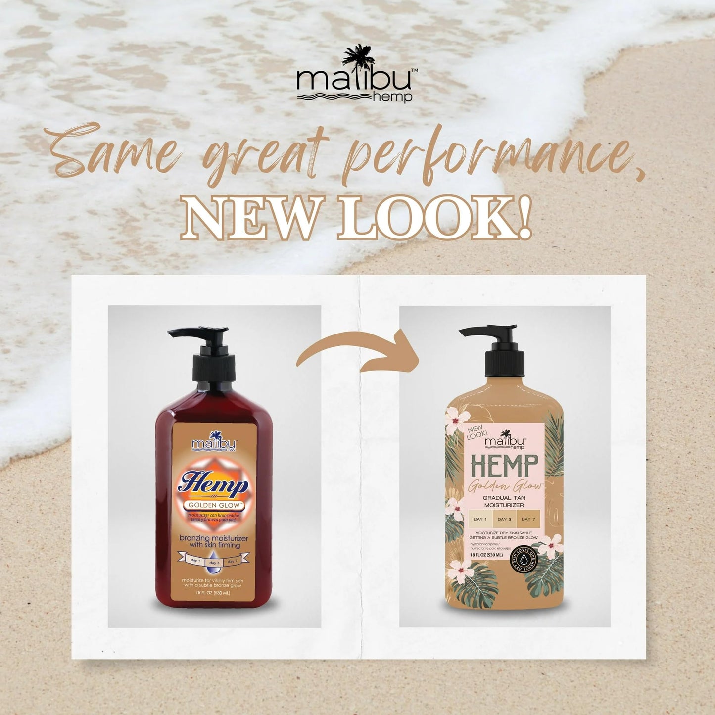 Malibu Hemp Golden Glow Gradual Tan Moisturizer, 18 fl oz