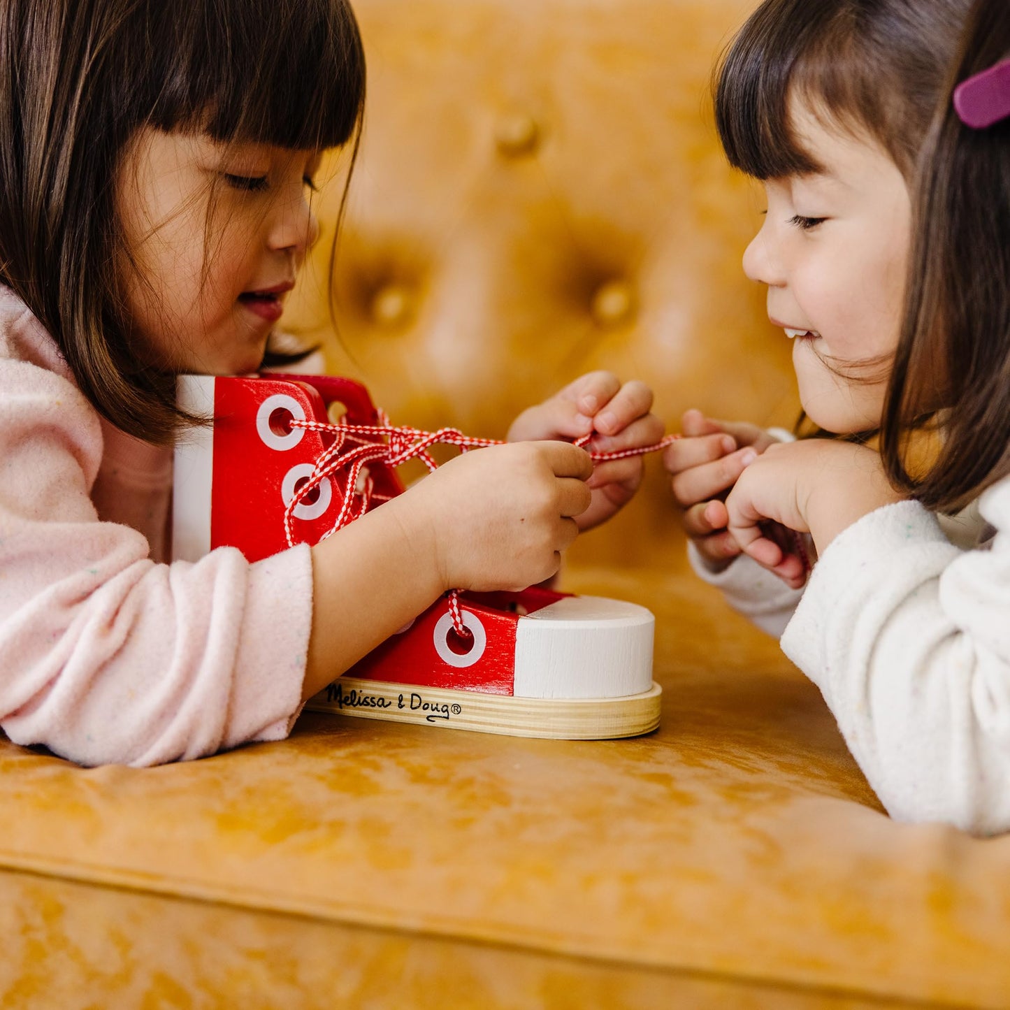 Melissa & Doug Deluxe Wood Lacing Sneaker - Learn to Tie a Shoe Educational Toy