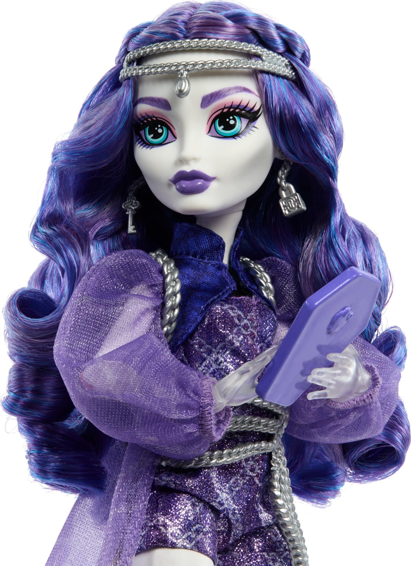Monster High Spectra Vondergeist Doll with Pet Ferret Rhuen and Accessories Like Backpack, Tablet, Snacks and More