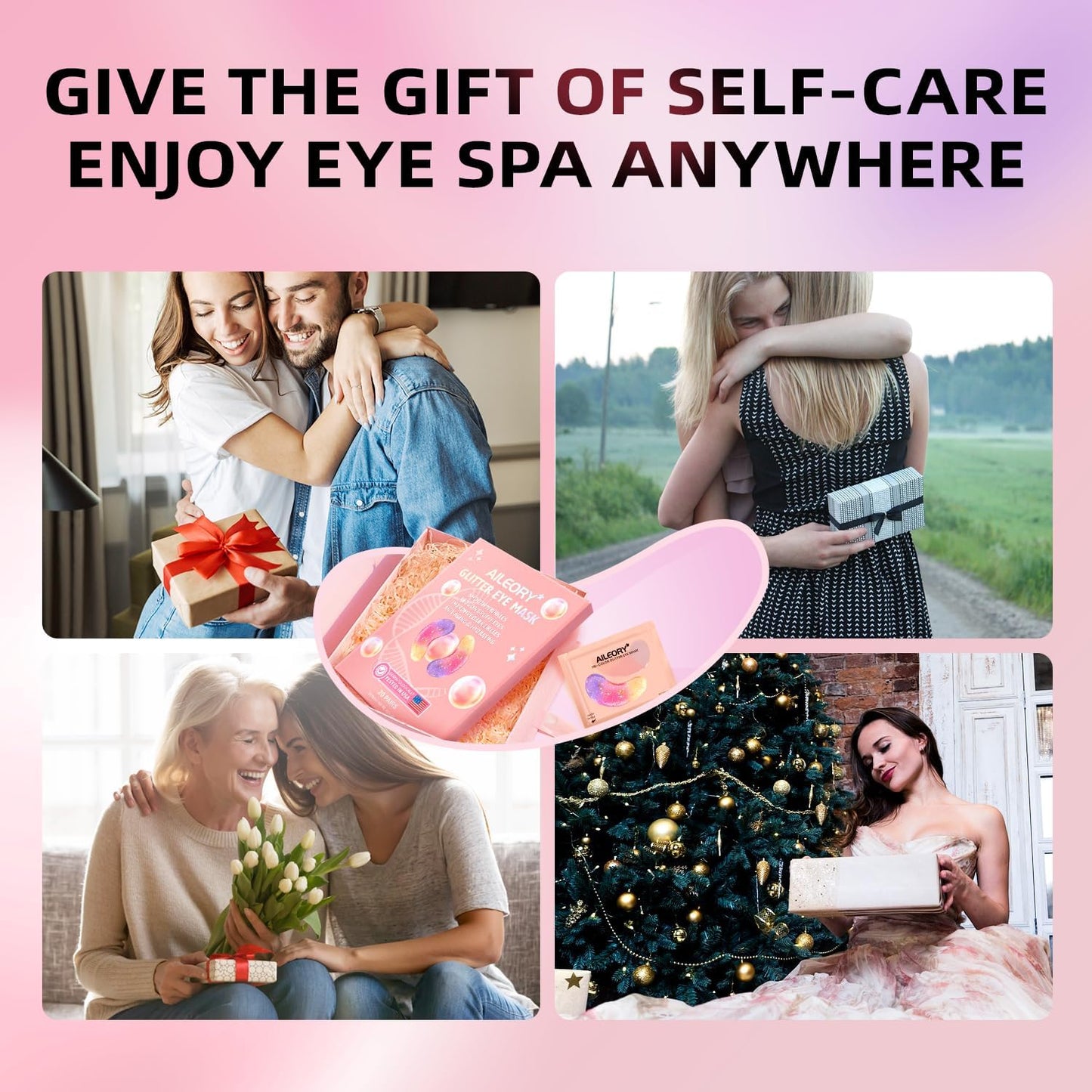 AILEORY Tri-Color Glitter Under Eye Patches, 24 Pairs – Gel Pads for Dark Circles, Puffy Eyes, Wrinkles & Under Eye Bags