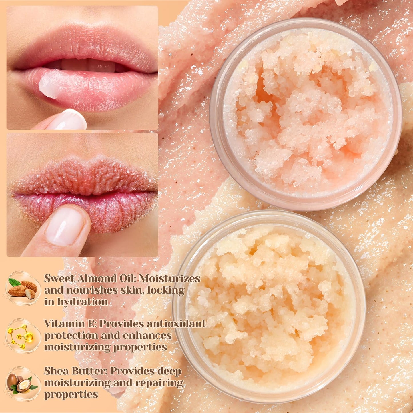 JUYRLE DIY Sugar Lip Scrub Kit, 35pcs – Make Your Own Moisturizing & Exfoliating Lip Scrubs with Shea Butter, Almond & Essential Oils