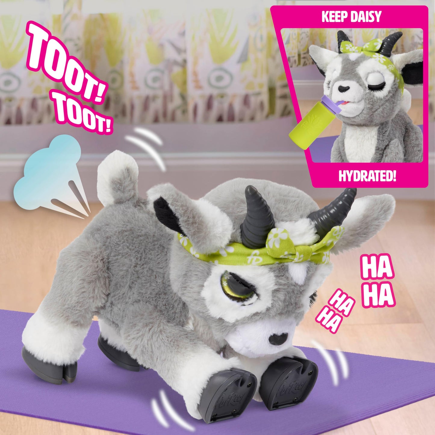 furReal Daisy the Yoga Goat Interactive Toy, 11-inch Realistic Plush, Kids Toys for Ages 4 Up by Just Play