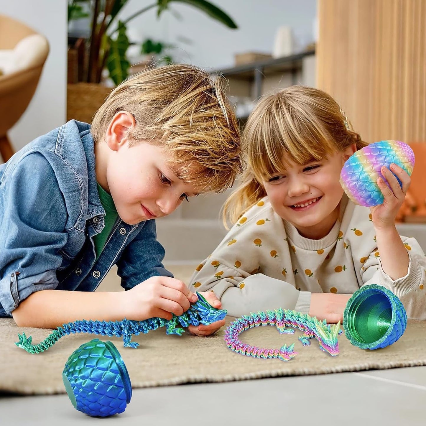 Rapean 6-Pack 3D Printed Dragon Eggs with Surprise Dragon Inside – Mini Easter Toys, Desk Decor, Fidget & Mystery Crystal Gifts