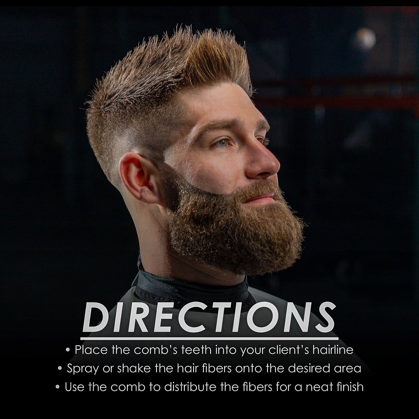 Level 3 Hairline Fiber Comb - Hair Fiber Line Up Optimizer - Applicator Combs for Hair Building Fibers Powder, Black