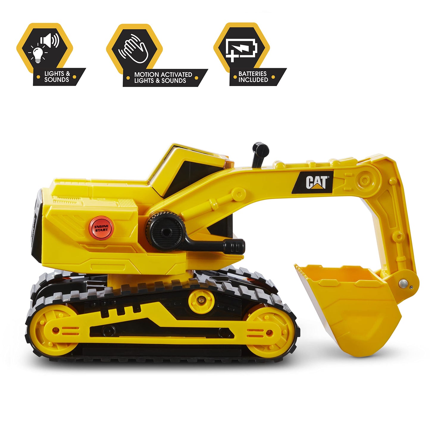 CAT Construction Toys Power Haulers Excavator – Yellow Construction Vehicle with Motion Drive, Lights & Sounds for Kids 3+