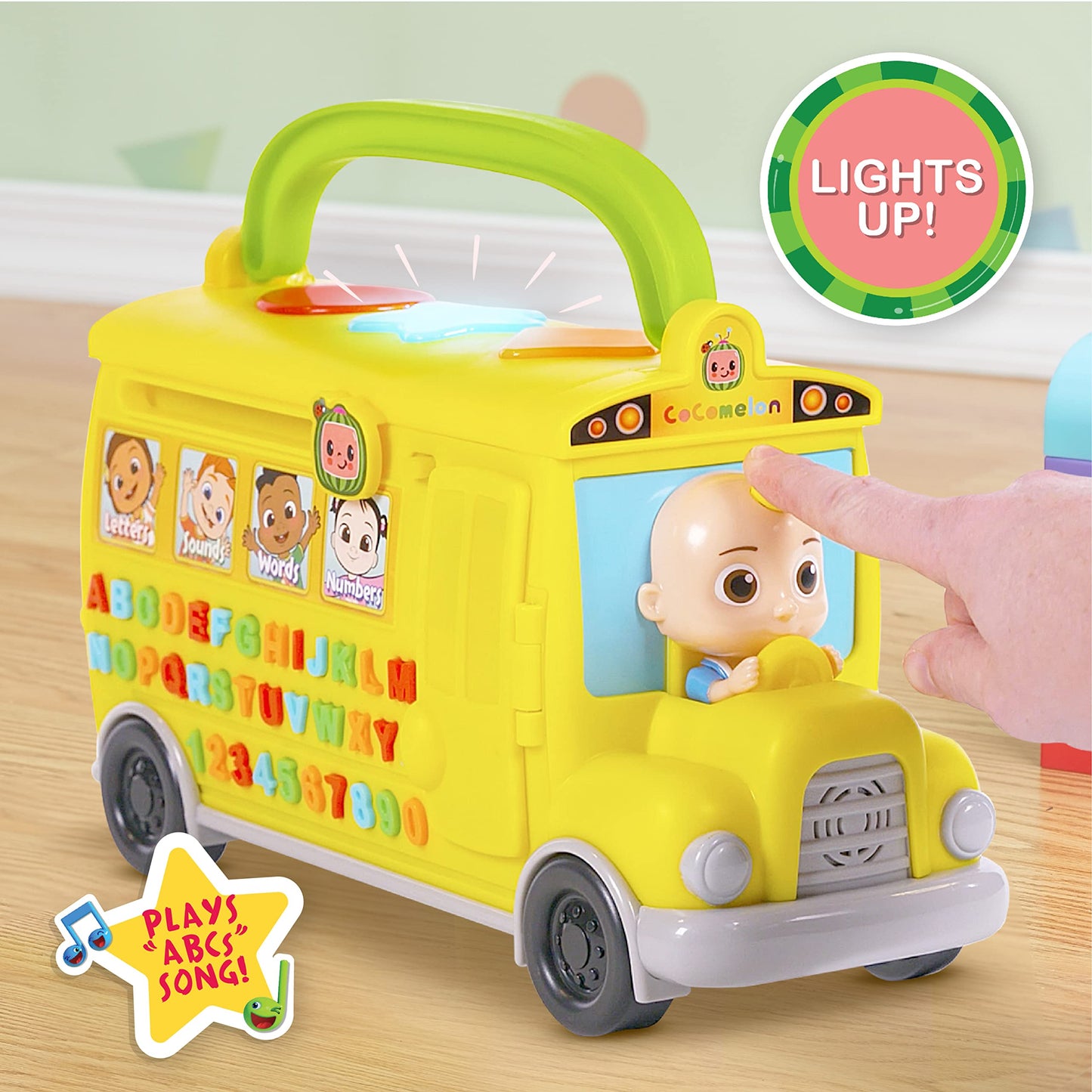 CoComelon Musical Learning Bus Toy – ABCs, Numbers & Phonics, Plays Wheels on the Bus, Official Licensed Yellow School Bus for Kids 18+ Months