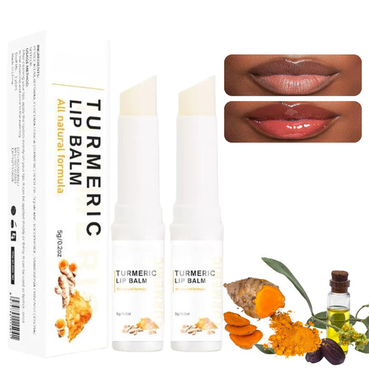 2PCS Turmeric Lip Scrub & Balm Set – Exfoliator for Dark Lips, Moisturizer for Smokers, Softens, Hydrates & Reduces Fine Lip Lines