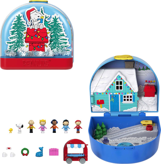 Polly Pocket x Peanuts Collector Compact, Micro Dolls and Playset, 7 Themed Accessories, 4 Iconic Locations, Snoopy & Woodstock