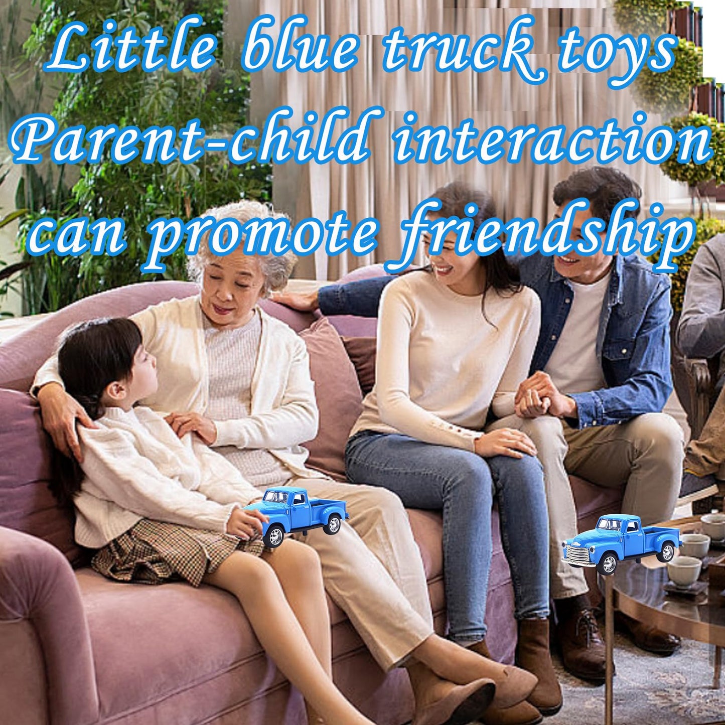 AGSIXZLAN Little Blue Truck Toy for Toddlers 2-8, 1:32 Alloy Driveable Car with Opening Doors – Birthday, Easter & Christmas Gift