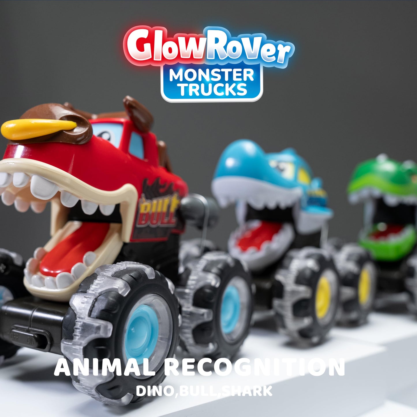 JOYIN 3-Pack Monster Truck Toys – Motion-Activated Light-Up Press & Go Cars for Toddlers, Boys Birthday & Christmas Gifts