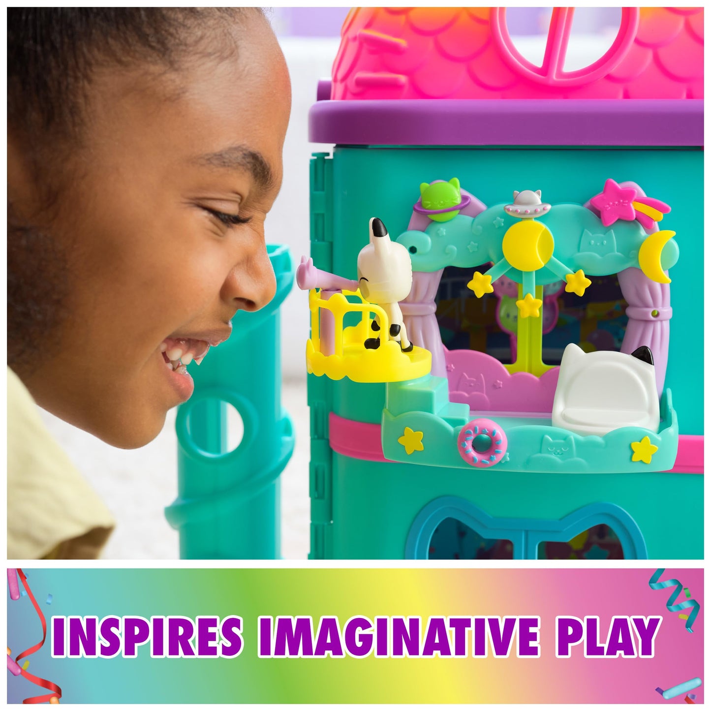 Gabby’s Dollhouse, Pandy Paws Dreamy Balcony Playset, 8-Pieces with Toy Figures, Doll House Accessories & Sensory Play, Kids Toys for Girls & Boys 3+