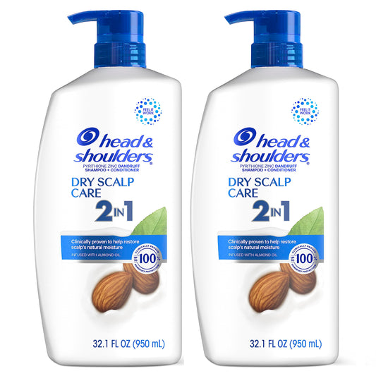 Head & Shoulders 2-in-1 Dandruff Shampoo & Conditioner Set, Dry Scalp Care with Almond Oil, Itch Relief & Hydration, 32.1 Fl Oz, 2 Pack