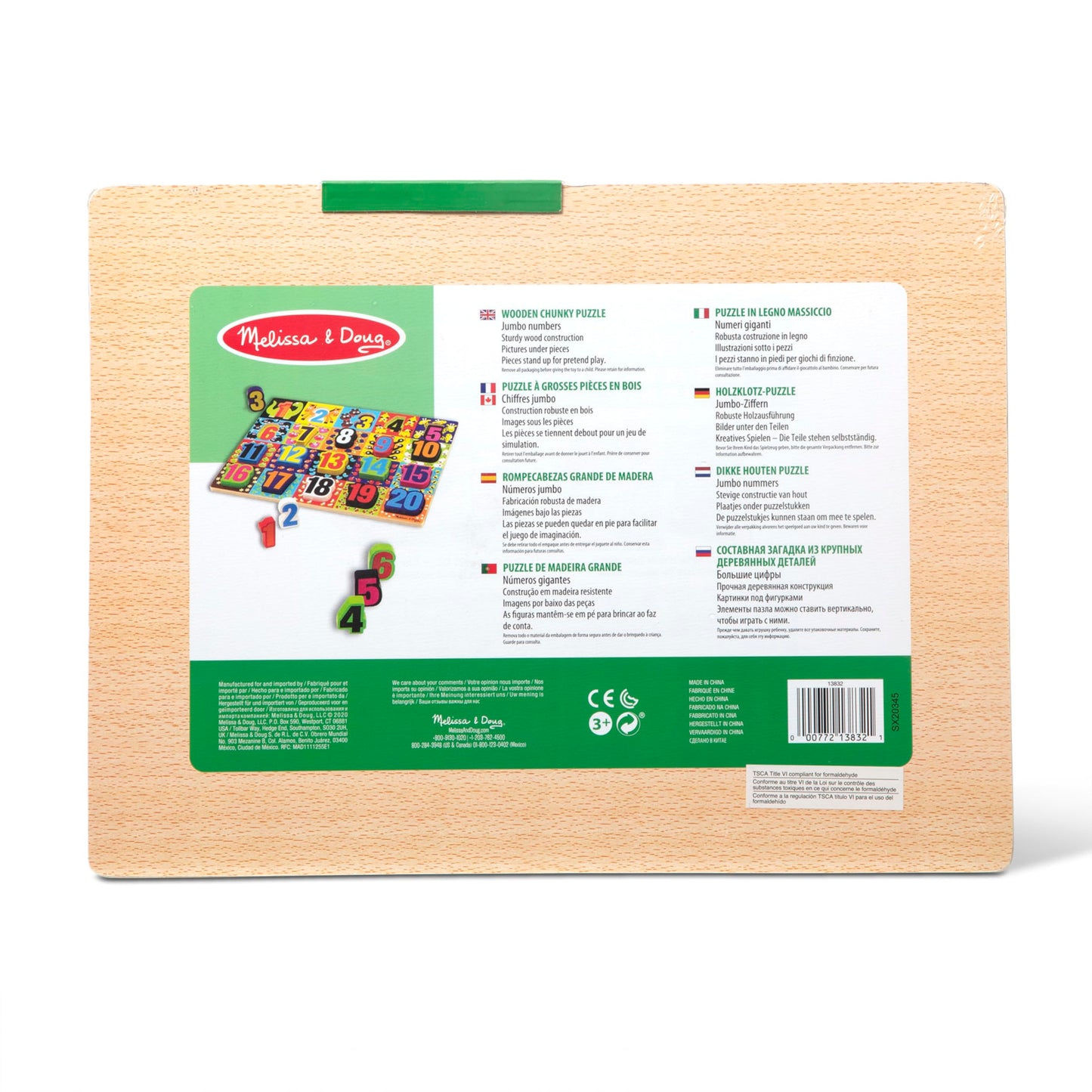 Melissa & Doug Jumbo Numbers Wooden Chunky Puzzle (20 pcs)
