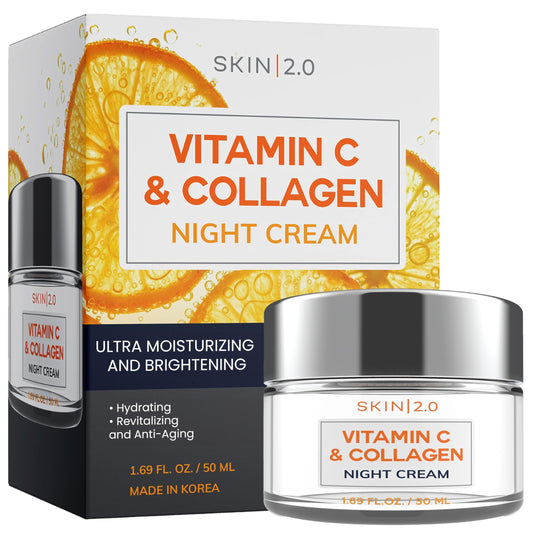 Skin 2.0 Korean Vitamin C & Collagen Face Moisturizer - Anti-Aging, Tightening, Clean & Cruelty-Free Skincare, 1.69 oz