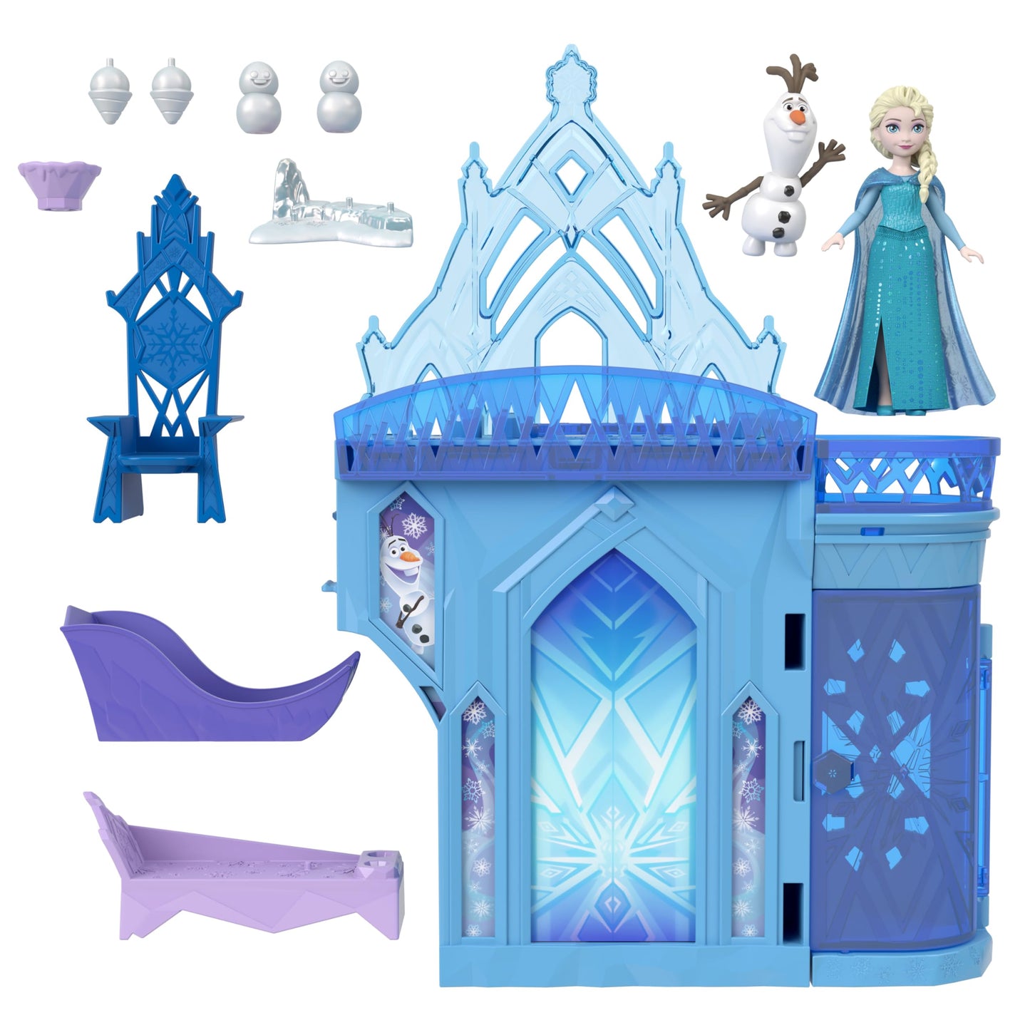 Mattel Disney Princess Storytime Stackers Elsa Ice Palace - Stackable Castle Playset with Small Doll & 8 Pieces, Frozen Inspired