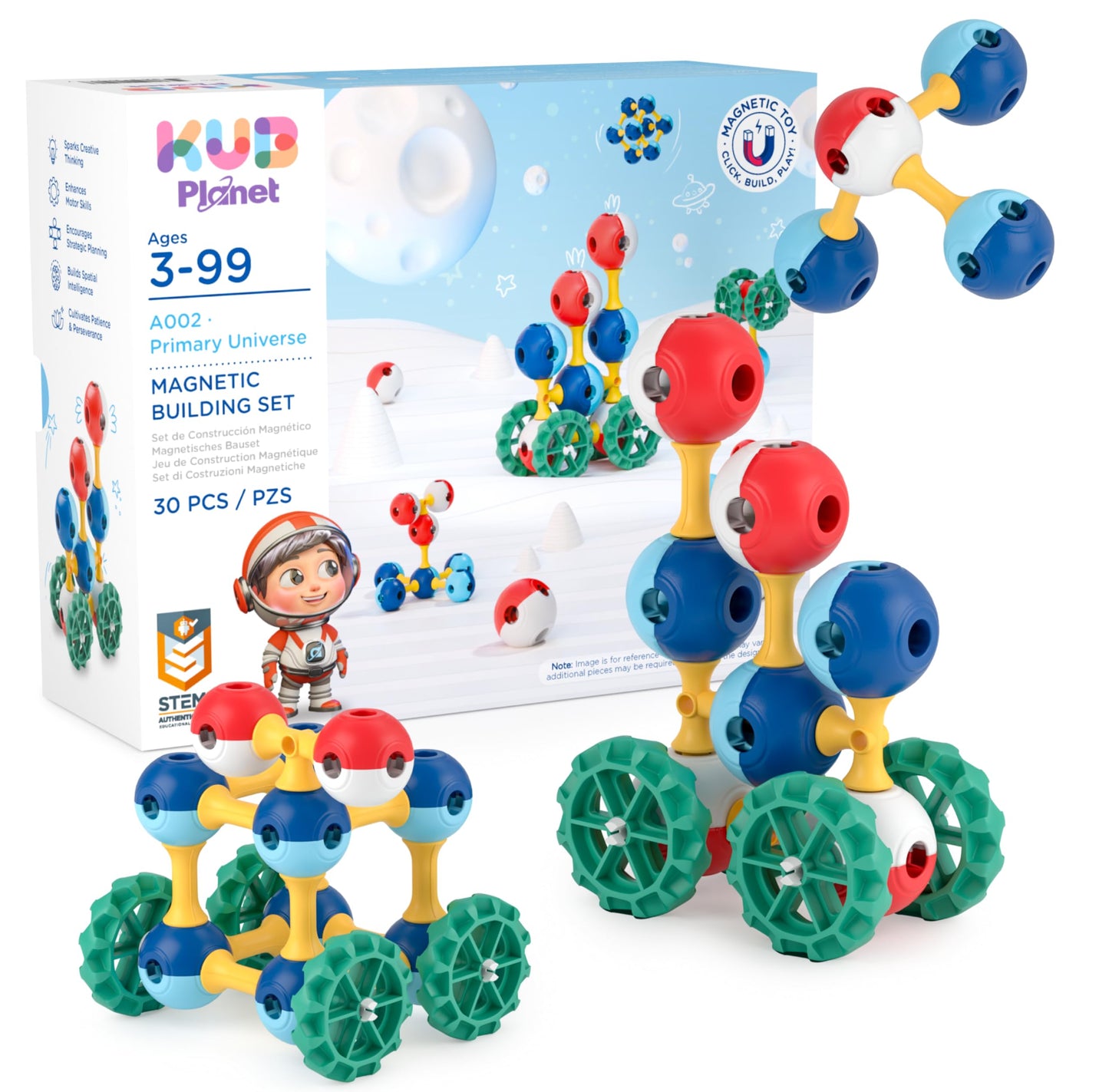 KUB Planet - Magnetic Building Set for Kids, STEM Educational Toys for 3+ Year Old Boys and Girls, Space Planet Blocks