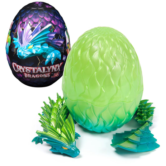 CrystaLynx Dragons, 12.5-inch Collectible Articulated Dragon Toy Figure & Blind Box Display Egg, Fidget Home Office & Desk Decor (Styles May Vary)