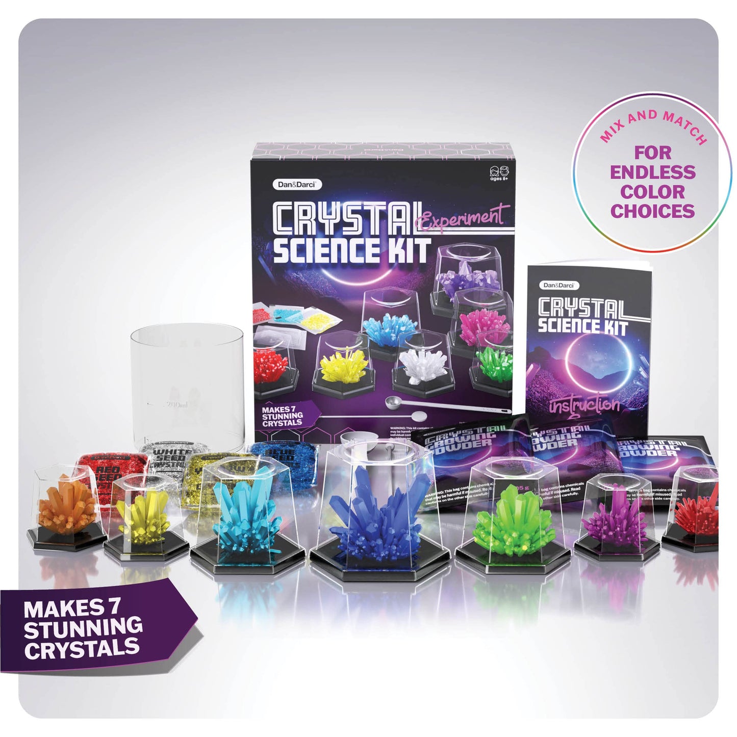 Dan&Darci Crystal Growing Kit for Kids Ages 8-14 – Science Experiment Toys & Cool Arts & Crafts Projects for Boys & Girls