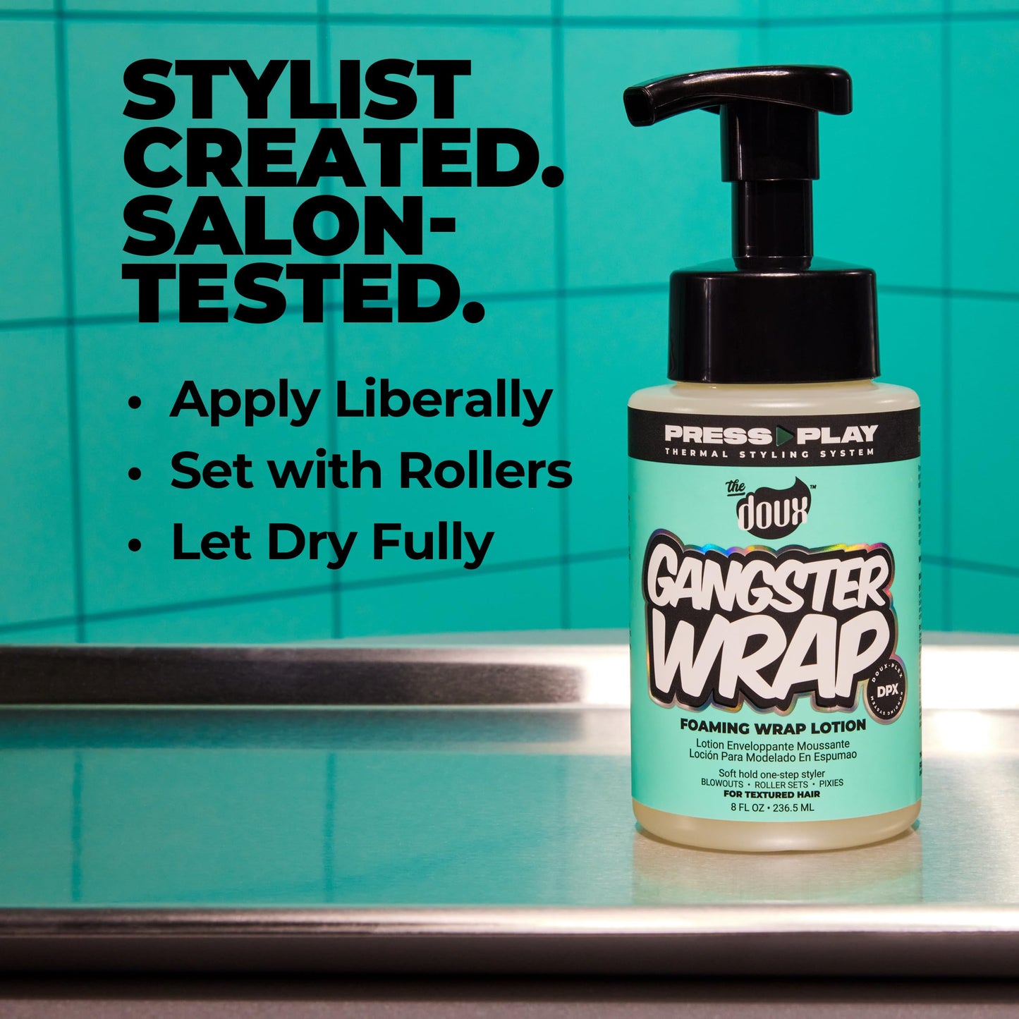 The Doux GANGSTER WRAP Foaming Wrap Lotion – Heatless Curl & Anti-Frizz Mousse with Heat Protection for Blowouts, Roller Sets & Pixie Cuts