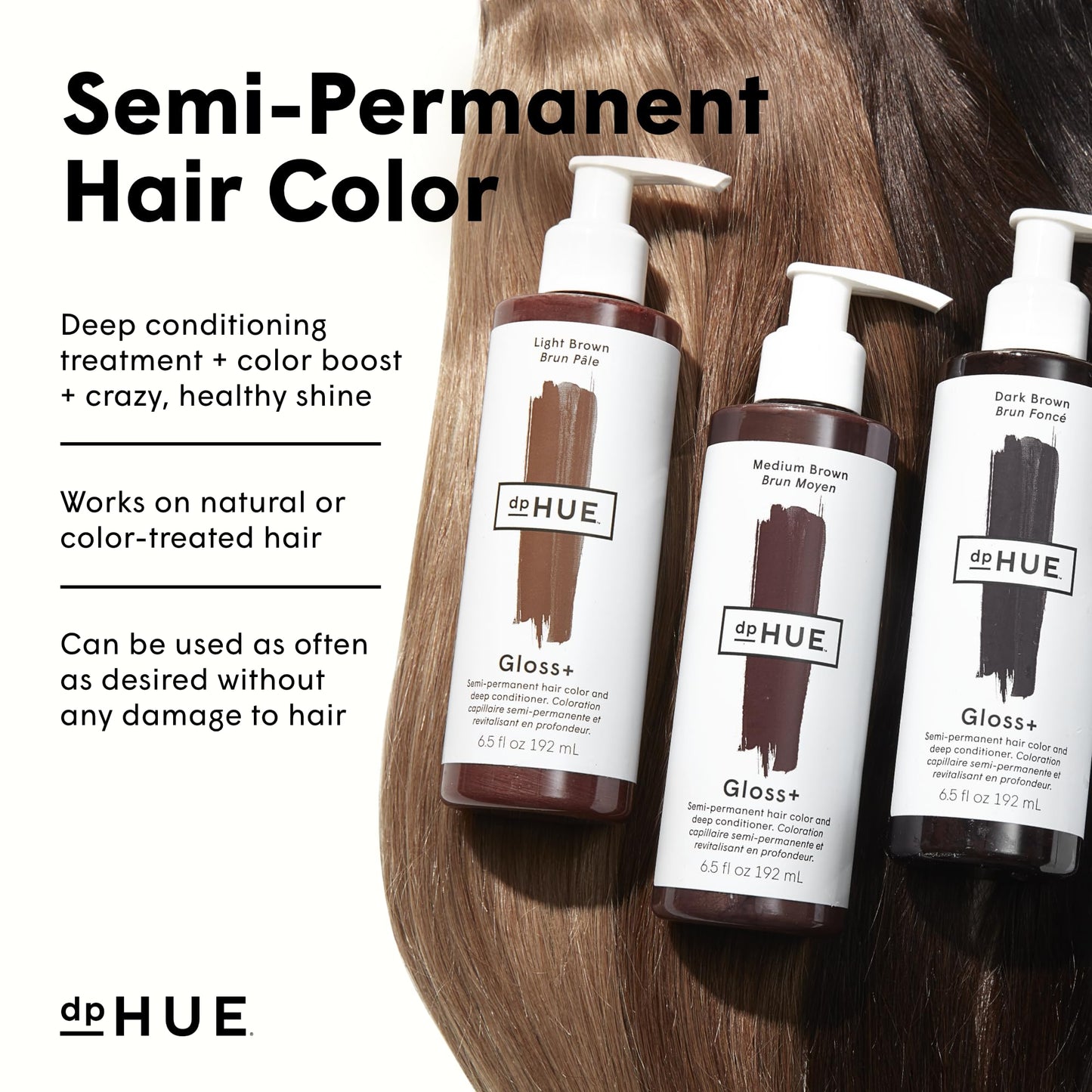 dpHUE Gloss+ Black, 6.5 oz | Semi-Permanent Hair Color & Deep Conditioner | Lasts Up to 8 Washes | Paraben & Sulfate-Free, Vegan