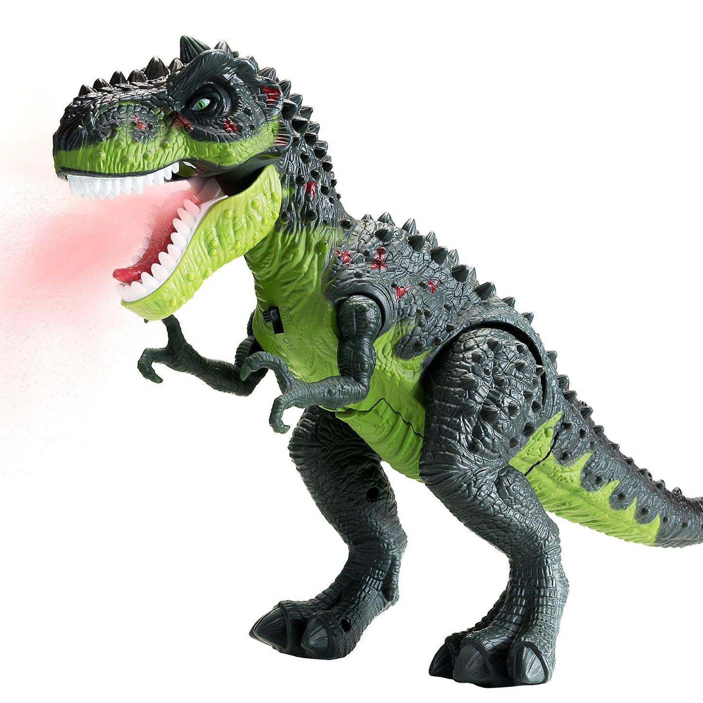 AHCo Trex Dinosaur Toy for Kids 3-7 – Small Electric Walking T-Rex with Light, Sound & Spray, Toddler Boys Gift