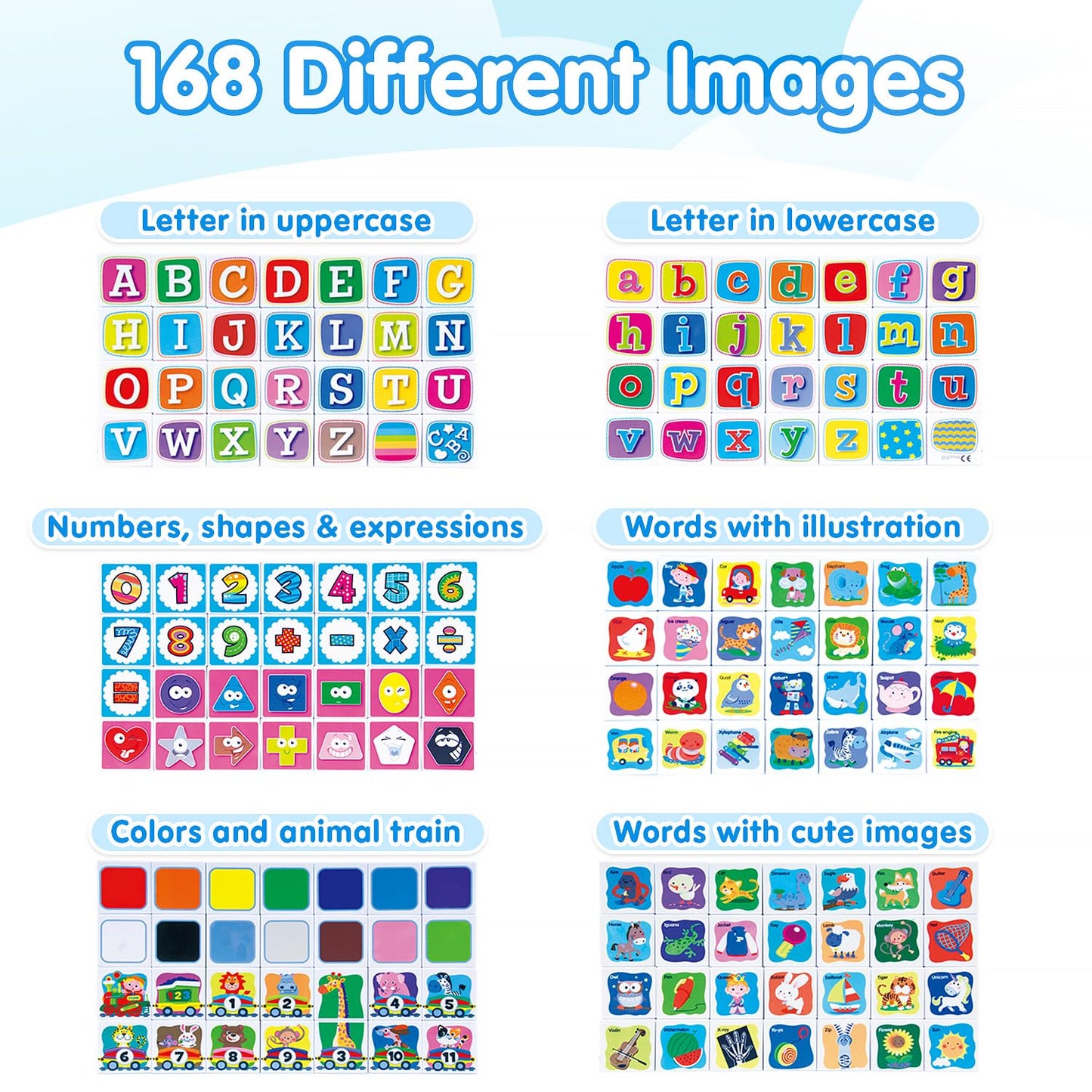 PLAY ABC Toddler Building Blocks, 28-Piece Alphabet & Number Stacking Set, Montessori Educational Sensory Toys for Ages 1-3