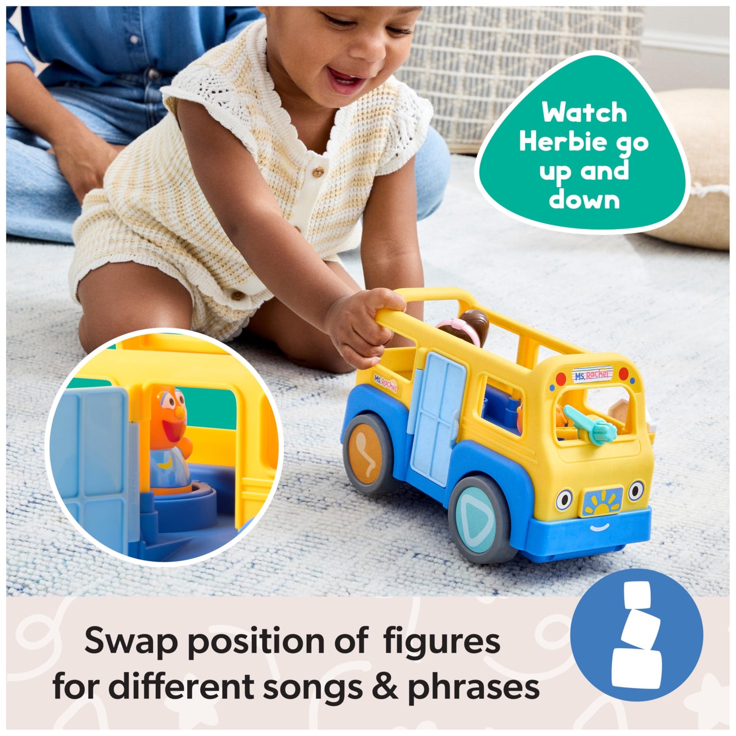 Ms. Rachel Official My First Learning Electronic School Bus with 2 Figures, Music & Sounds, Educational Toys & Toddler Toys for Girls & Boys Ages 1-3+