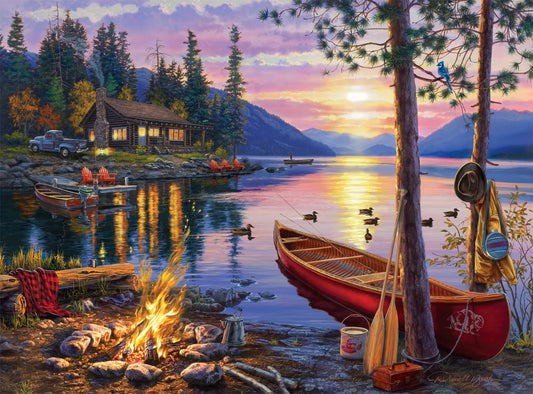 Buffalo Games Darrell Bush Canoe Lake – 1000-Piece Jigsaw Puzzle for Adults, Challenging Puzzle for Game Nights, 26.75"x19.75" Finished Size