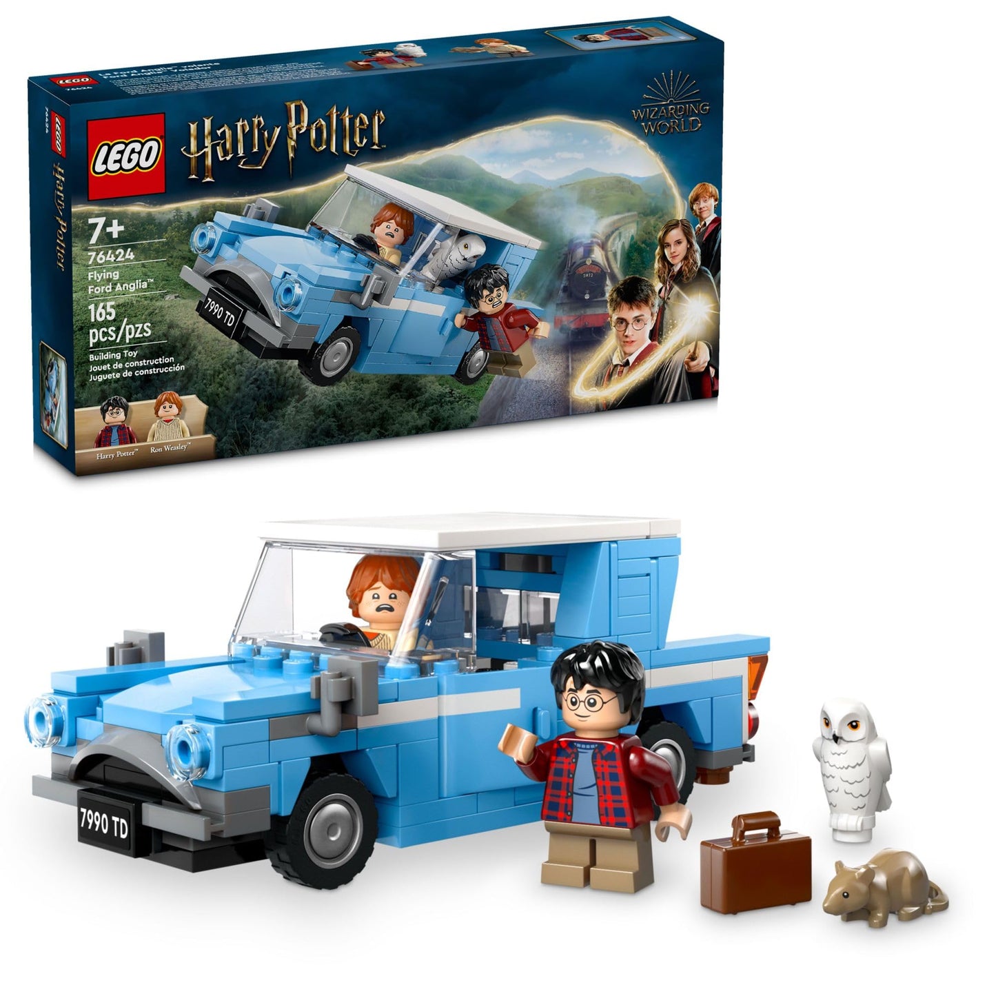 LEGO Harry Potter Flying Ford Anglia 76424, Buildable Car Toy with 2 Minifigures, Role Play & Fantasy Playset for Kids 7+