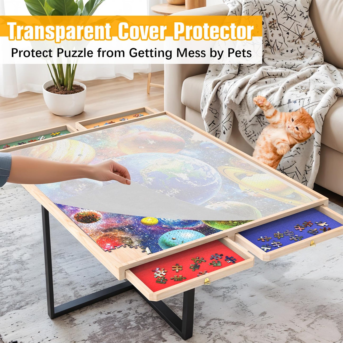 Wooden Peg Puzzle – Sea Creature Chunky Baby Puzzle with 11 Colorful Pieces, Shape & Animal Knob Board for Educational Toddlers 18+ Months
