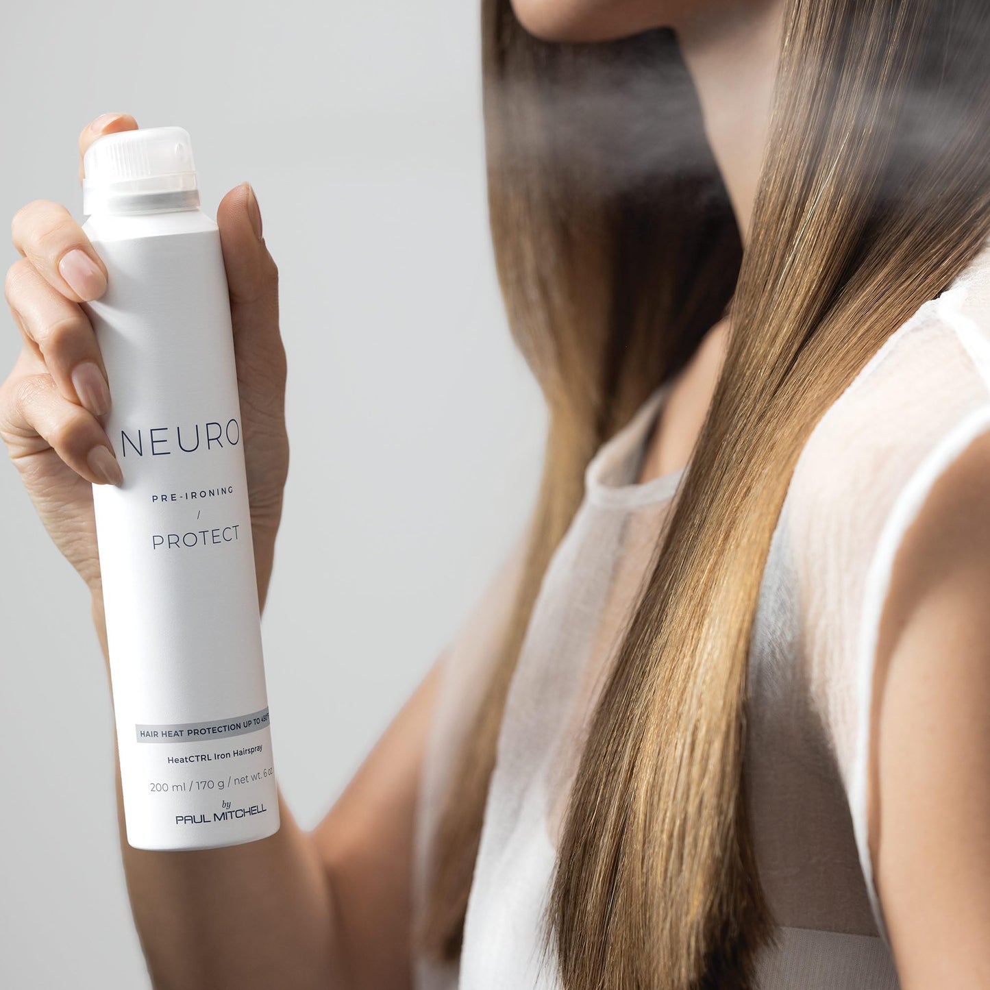 Neuro by Paul Mitchell Protect HeatCTRL Iron Hairspray, Perfect Prep + Finish For Heat Styling, For All Hair Types, 6 oz