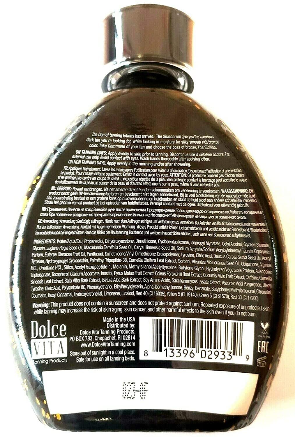 The Sicilian 200X Dark Black Bronzer Tanning Lotion – Gradual Sunless Tanner for Glowing, Nourished Skin