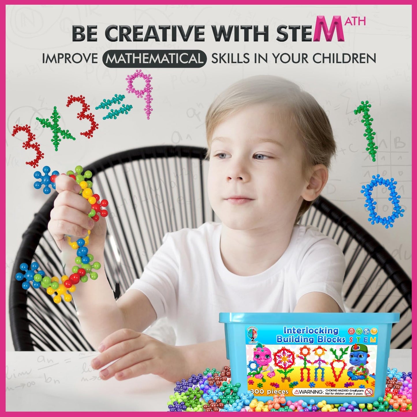 Curious 2 Learn 300-Pc Building Blocks Set – STEM Educational Toys, Interlocking Discs for Boys 4-5, Birthday Gift for Creativity