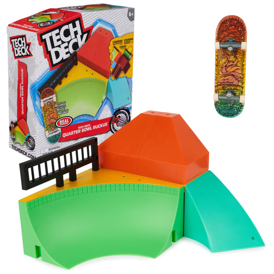 Tech Deck, Quarter Bowl Ruckus X-Connect Park Creator, Customizable and Buildable Ramp Set with Exclusive Fingerboard, Kids Toy for Ages 6 and up