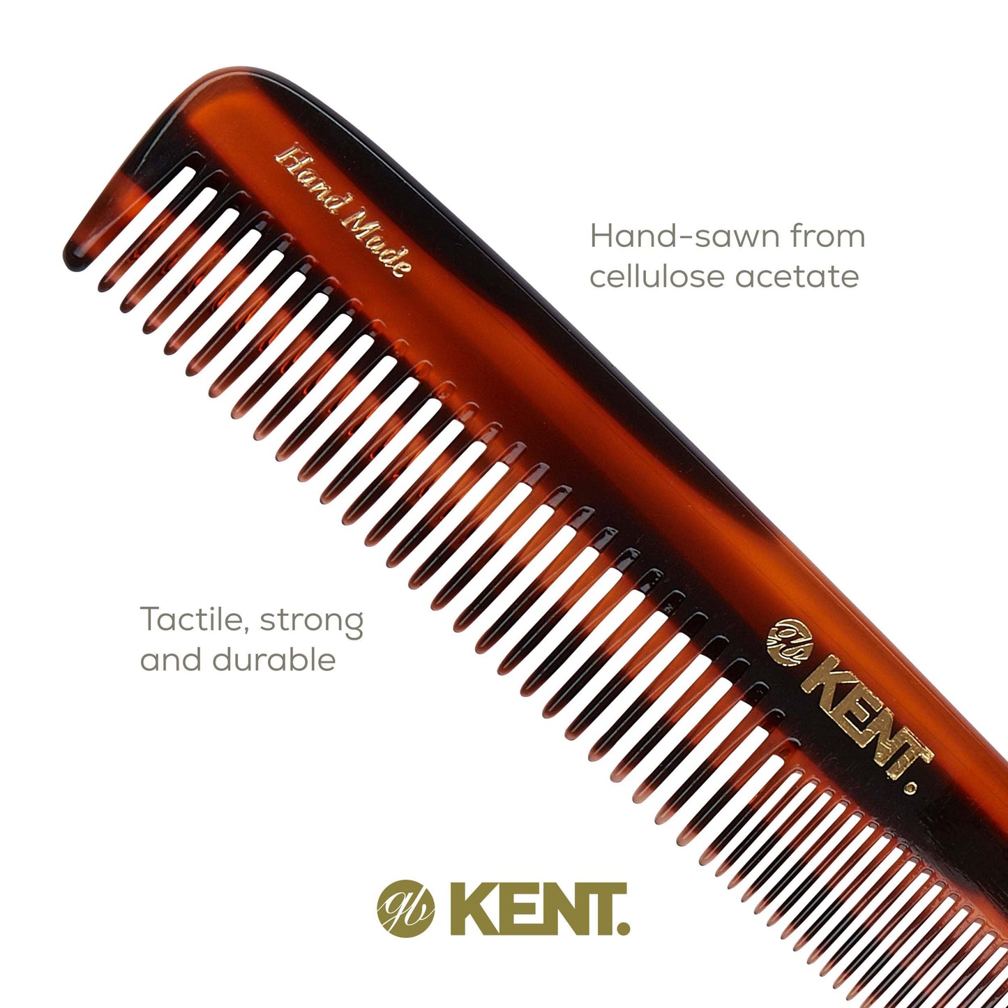 Kent 9T Tortoiseshell Fine & Wide Tooth Comb – Large Handmade Saw-Cut Hair Comb for Wet or Dry Hair, Detangling & Styling, Made in England