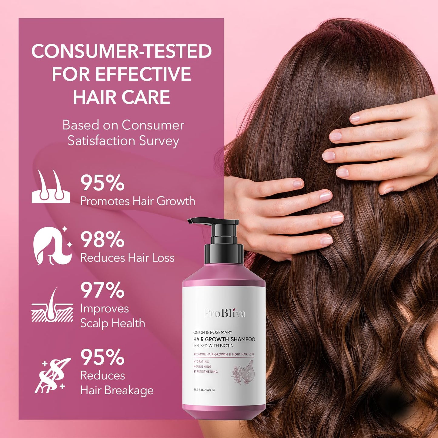 Onion & Rosemary Hair Growth Shampoo with Biotin – Strengthens Roots, Reduces Hair Loss & Thinning, Promotes Thicker, Healthier Hair (16.9 Fl Oz)