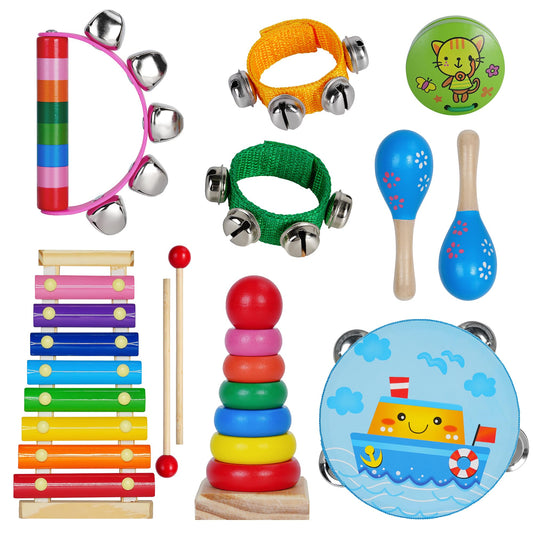 Childom Toddler Musical Instruments Set – Xylophone, Maracas & Wooden Toys, Educational Fun for Kids, Birthday & Christmas Gifts