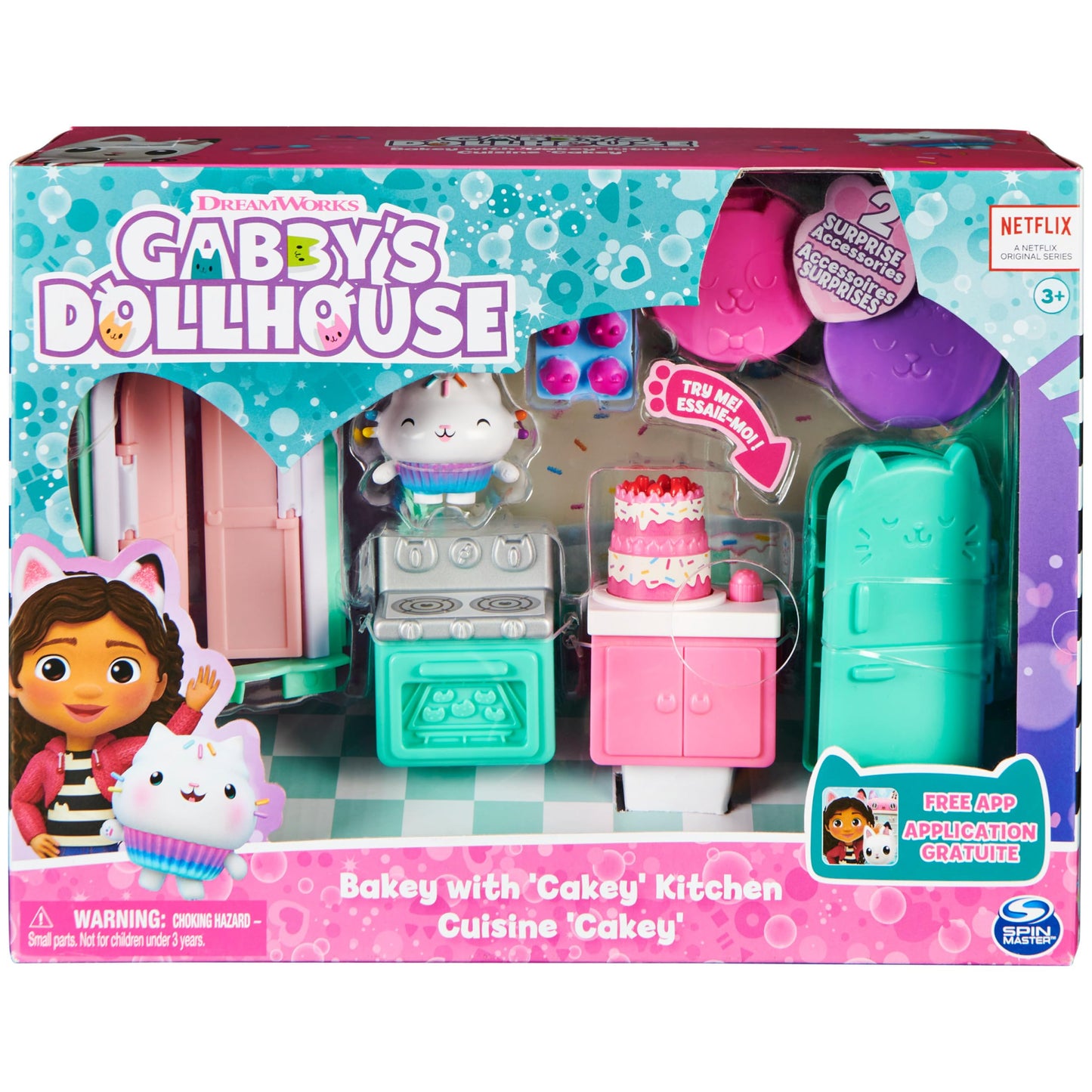 Gabby’s Dollhouse, Bakey with Cakey Kitchen with Figure and 3 Accessories, 3 Furniture and 2 Deliveries, Kids Toys for Ages 3 and up